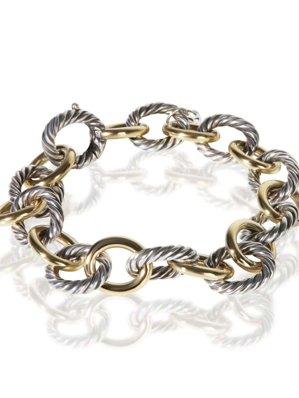 David Yurman 18K Yellow Gold & Sterling Silver Oval Link Bracelet